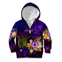Cook Islands Kid Hoodie Whale Hibiscus Polynesian