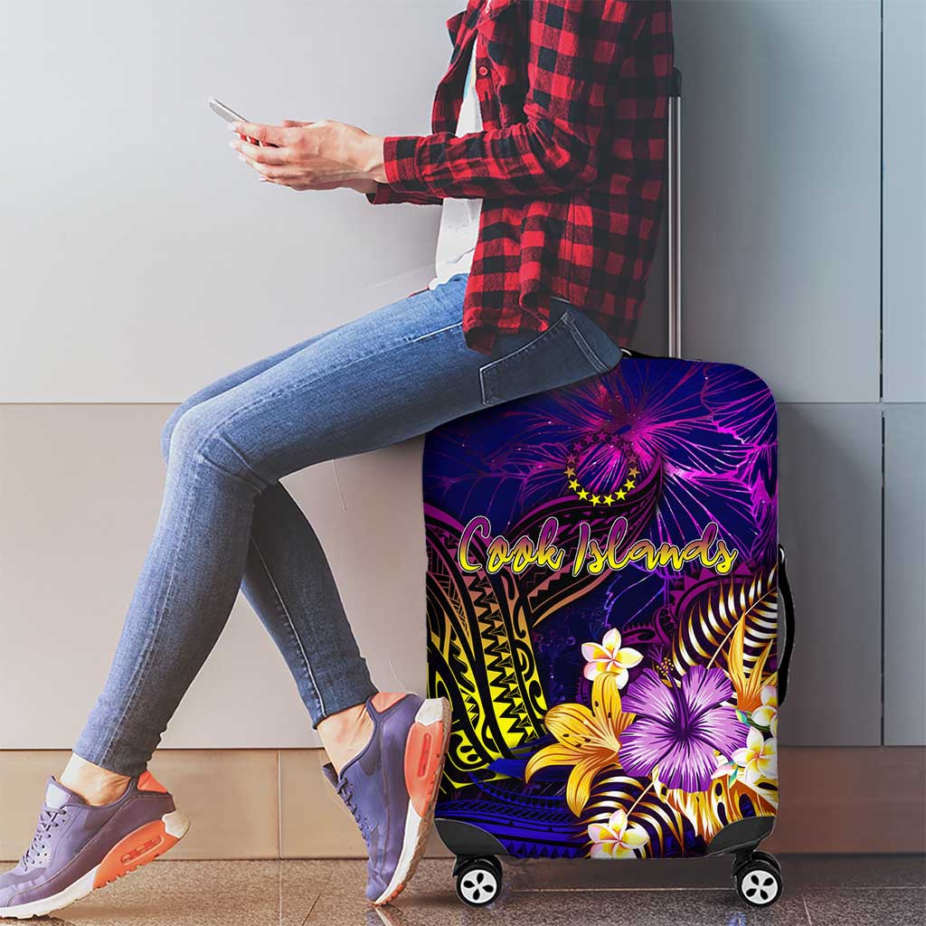 Cook Islands Luggage Cover Whale Hibiscus Polynesian