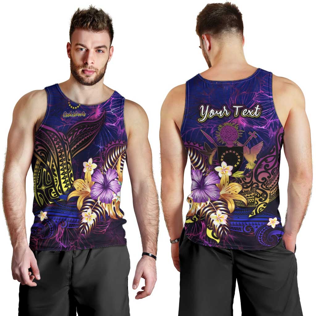 Cook Islands Men Tank Top Whale Hibiscus Polynesian