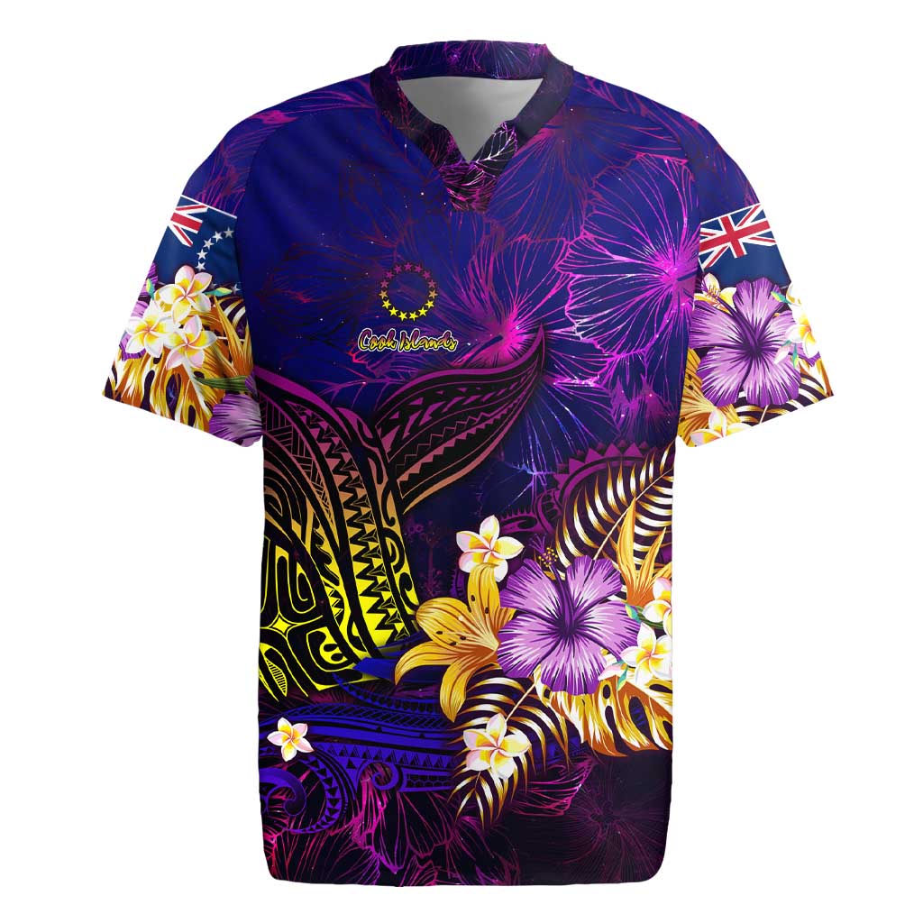 Cook Islands Rugby Jersey Whale Hibiscus Polynesian
