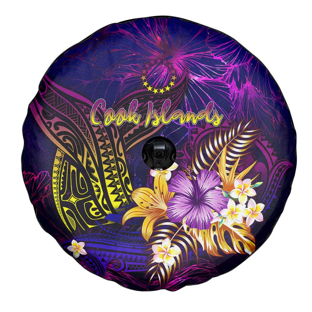 Cook Islands Spare Tire Cover Whale Hibiscus Polynesian