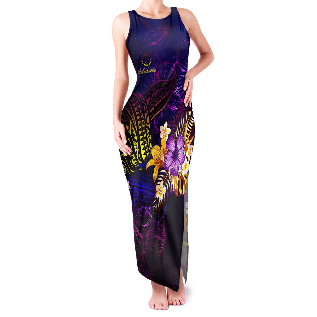 Cook Islands Tank Maxi Dress Whale Hibiscus Polynesian