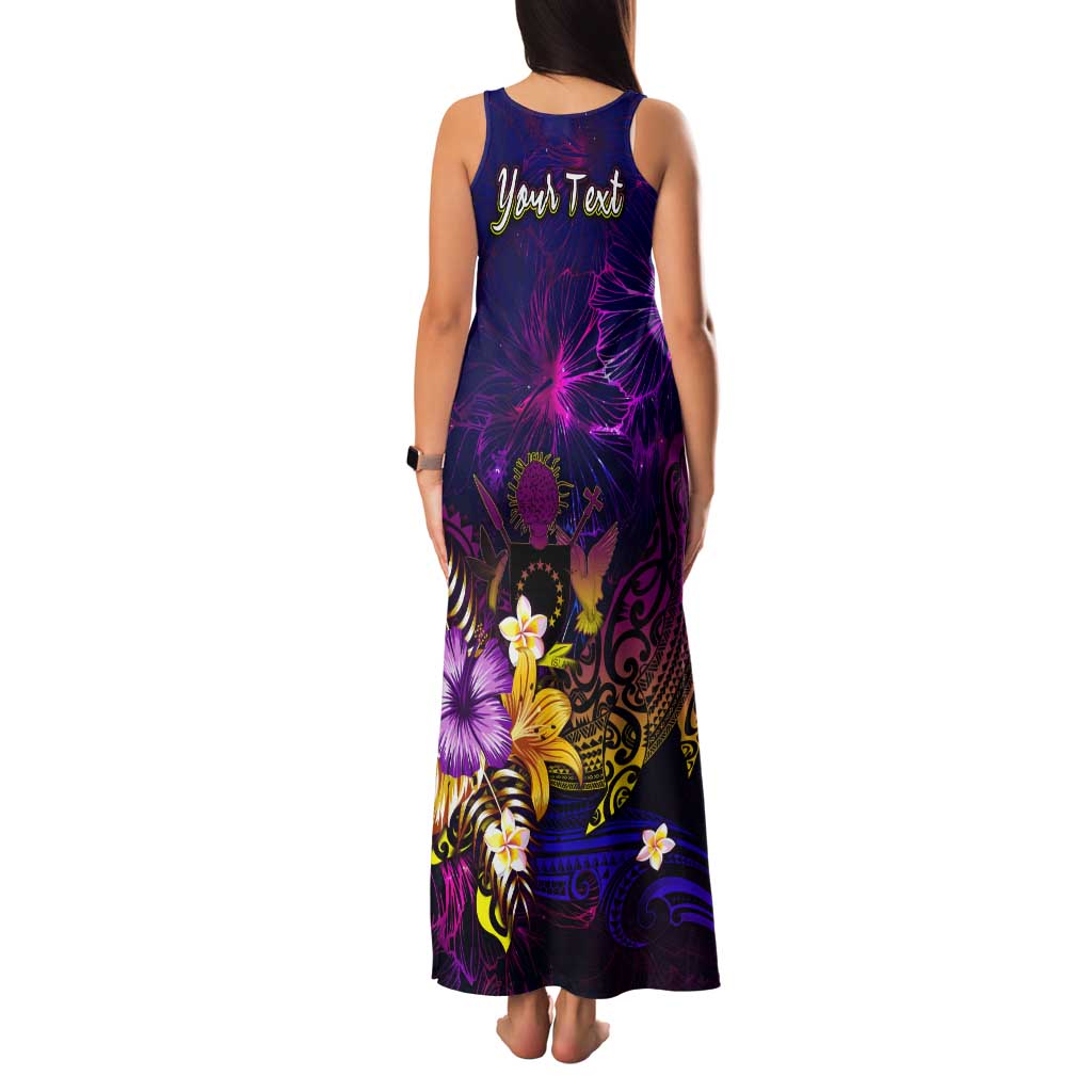 Cook Islands Tank Maxi Dress Whale Hibiscus Polynesian