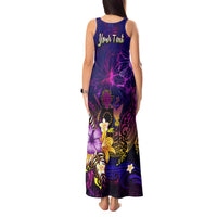 Cook Islands Tank Maxi Dress Whale Hibiscus Polynesian