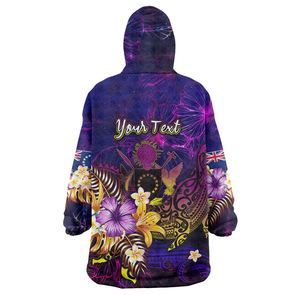 Cook Islands Wearable Blanket Hoodie Whale Hibiscus Polynesian
