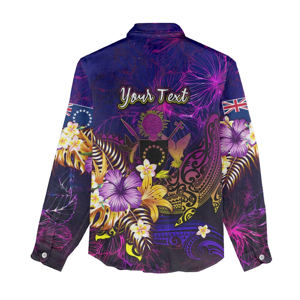 Cook Islands Women Casual Shirt Whale Hibiscus Polynesian