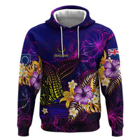 Cook Islands Zip Hoodie Whale Hibiscus Polynesian