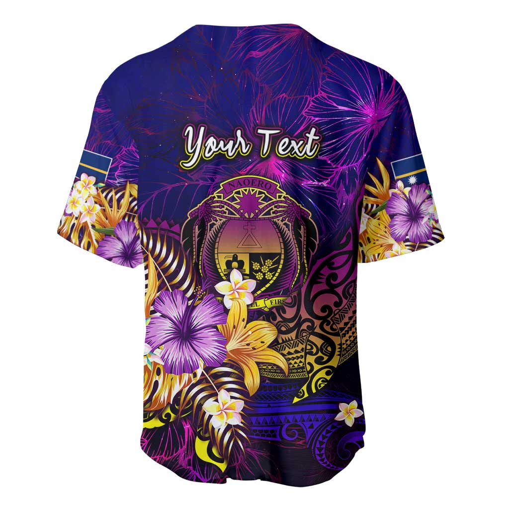 Nauru Baseball Jersey Whale Hibiscus Polynesian
