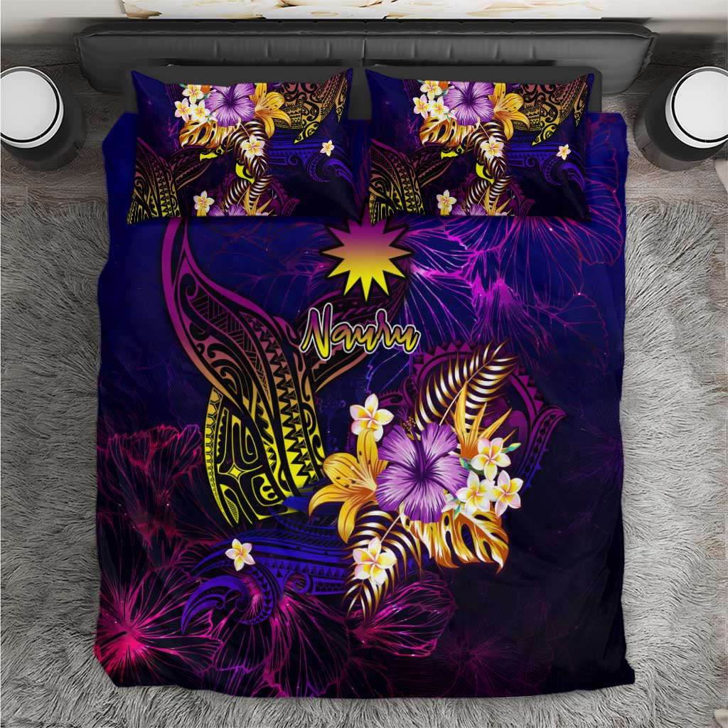 Nauru Bedding Set Whale Hibiscus Polynesian