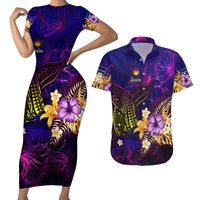 Nauru Couples Matching Short Sleeve Bodycon Dress and Hawaiian Shirt Whale Hibiscus Polynesian