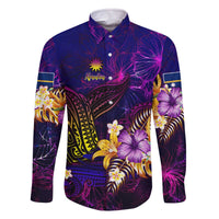 Nauru Family Matching Off The Shoulder Long Sleeve Dress and Hawaiian Shirt Whale Hibiscus Polynesian