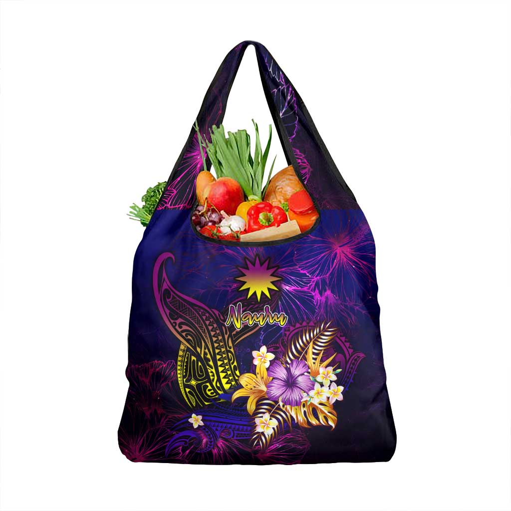 Nauru Grocery Bag Whale Hibiscus Polynesian
