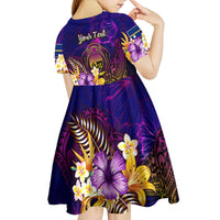 Nauru Kid Short Sleeve Dress Whale Hibiscus Polynesian