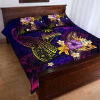 Nauru Quilt Bed Set Whale Hibiscus Polynesian