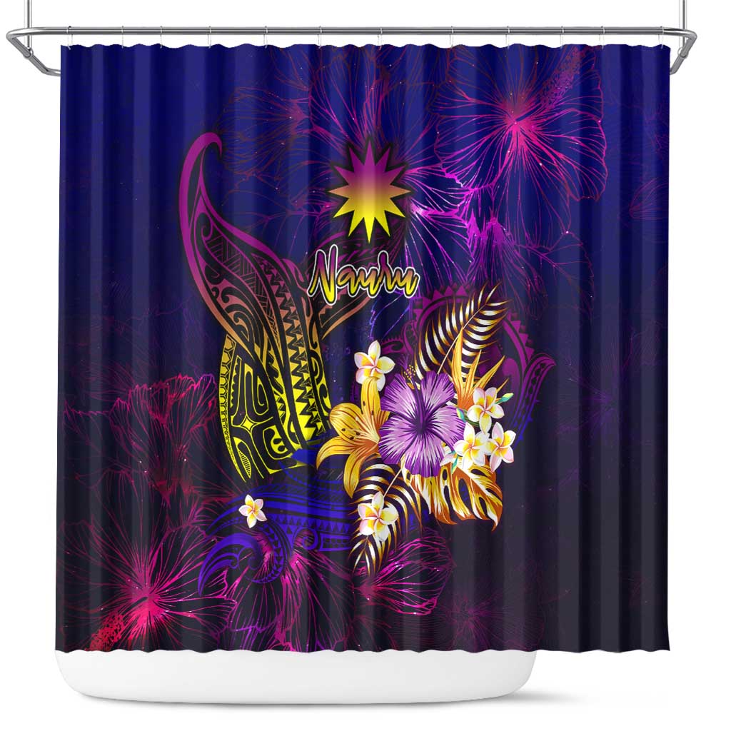 Nauru Shower Curtain Whale Hibiscus Polynesian