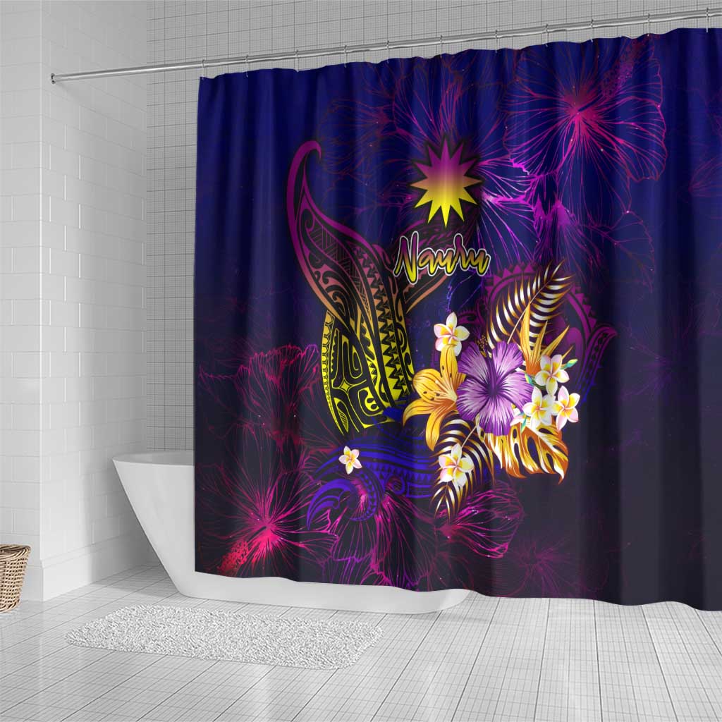 Nauru Shower Curtain Whale Hibiscus Polynesian