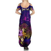 Nauru Summer Maxi Dress Whale Hibiscus Polynesian