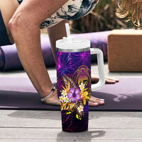 Nauru Tumbler With Handle Whale Hibiscus Polynesian