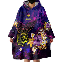 Nauru Wearable Blanket Hoodie Whale Hibiscus Polynesian