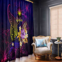 Nauru Window Curtain Whale Hibiscus Polynesian