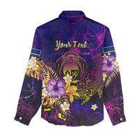 Nauru Women Casual Shirt Whale Hibiscus Polynesian