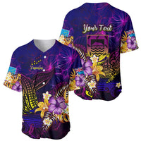 Tuvalu Baseball Jersey Whale Hibiscus Polynesian