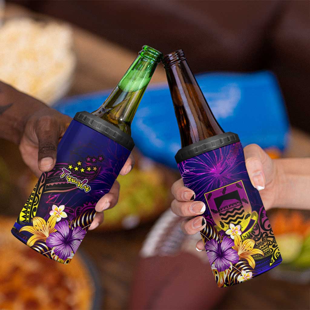 Tuvalu 4 in 1 Can Cooler Tumbler Whale Hibiscus Polynesian