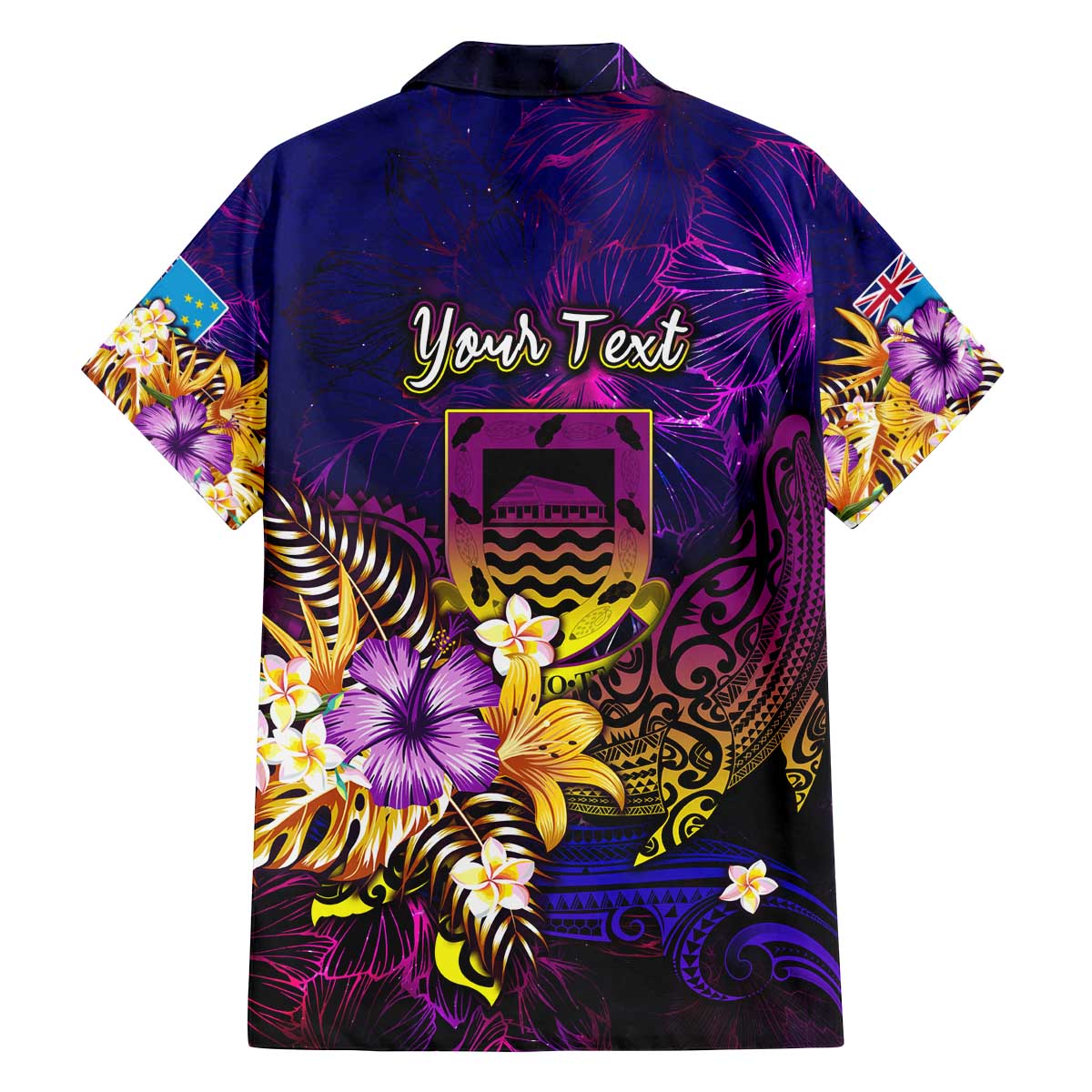 Tuvalu Family Matching Off The Shoulder Long Sleeve Dress and Hawaiian Shirt Whale Hibiscus Polynesian