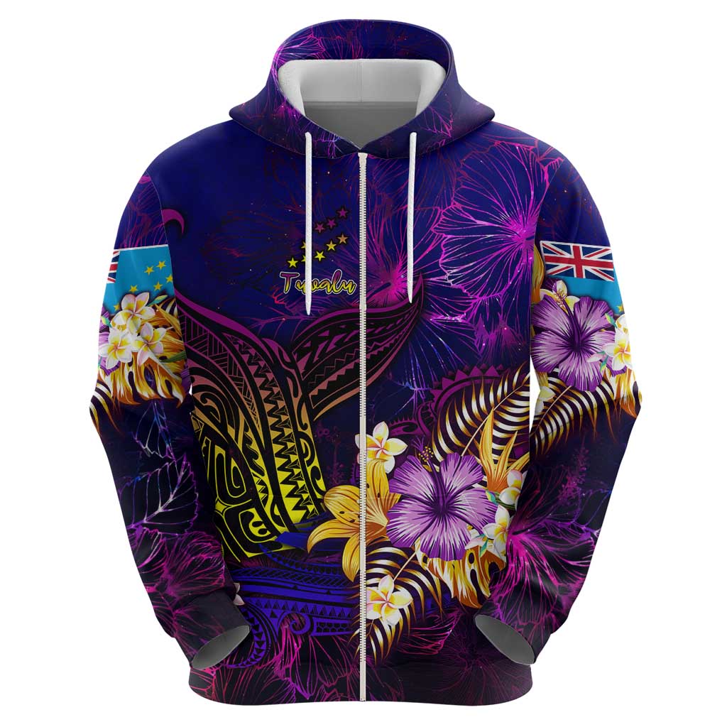 Tuvalu Hoodie Whale Hibiscus Polynesian