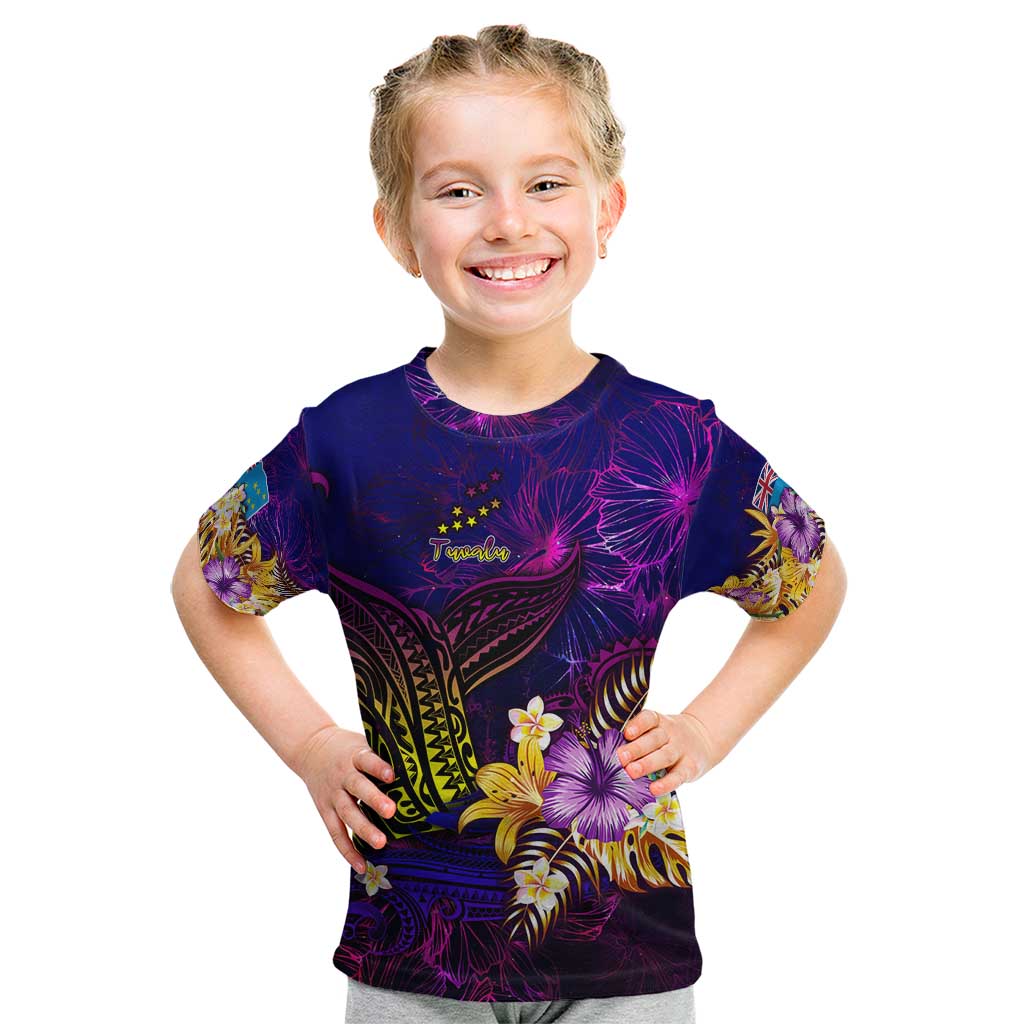 Tuvalu Kid T Shirt Whale Hibiscus Polynesian