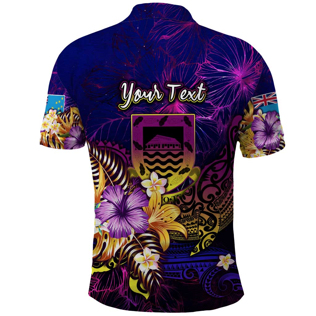 Tuvalu Polo Shirt Whale Hibiscus Polynesian