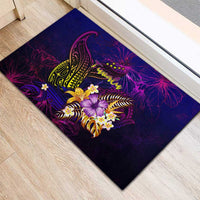 Tuvalu Rubber Doormat Whale Hibiscus Polynesian