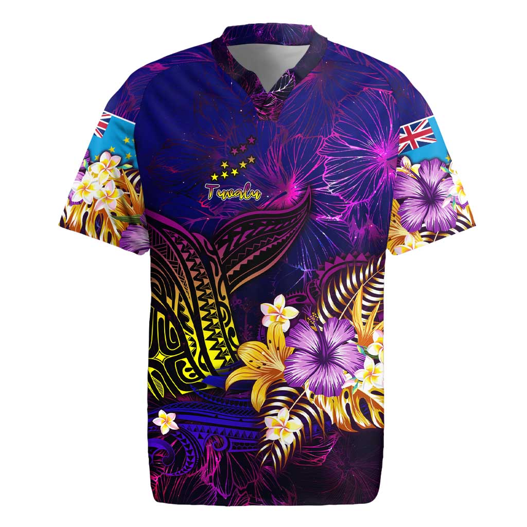 Tuvalu Rugby Jersey Whale Hibiscus Polynesian