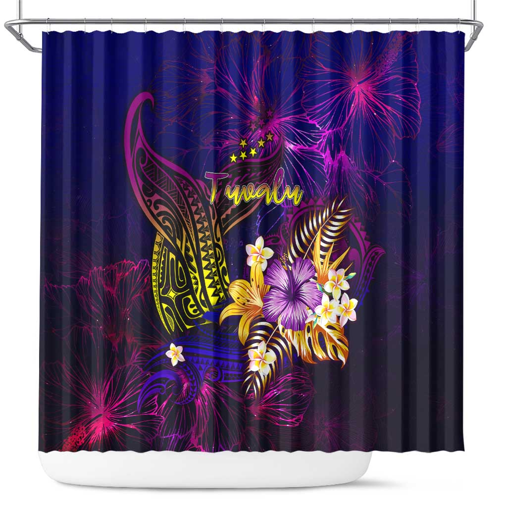 Tuvalu Shower Curtain Whale Hibiscus Polynesian