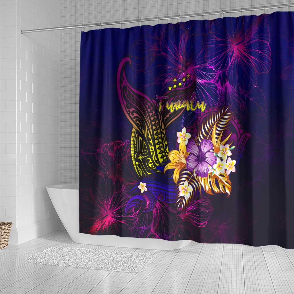 Tuvalu Shower Curtain Whale Hibiscus Polynesian