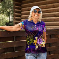 Tuvalu Women Polo Shirt Whale Hibiscus Polynesian