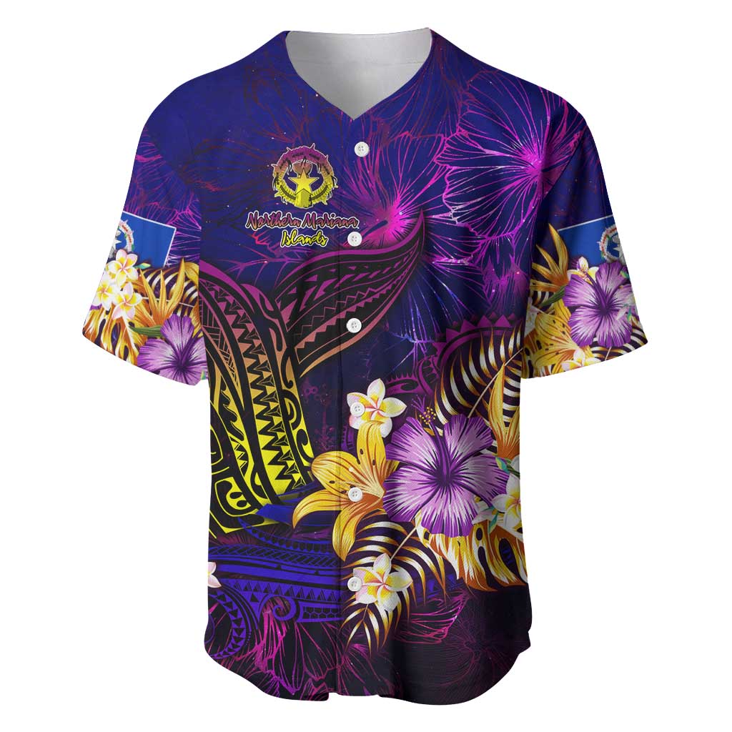 Northern Mariana Islands Baseball Jersey Whale Hibiscus Polynesian