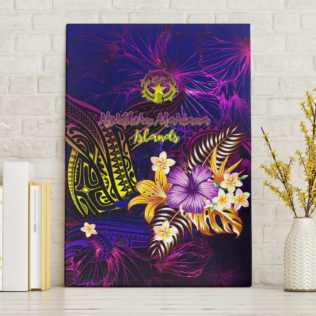 Northern Mariana Islands Canvas Wall Art Whale Hibiscus Polynesian