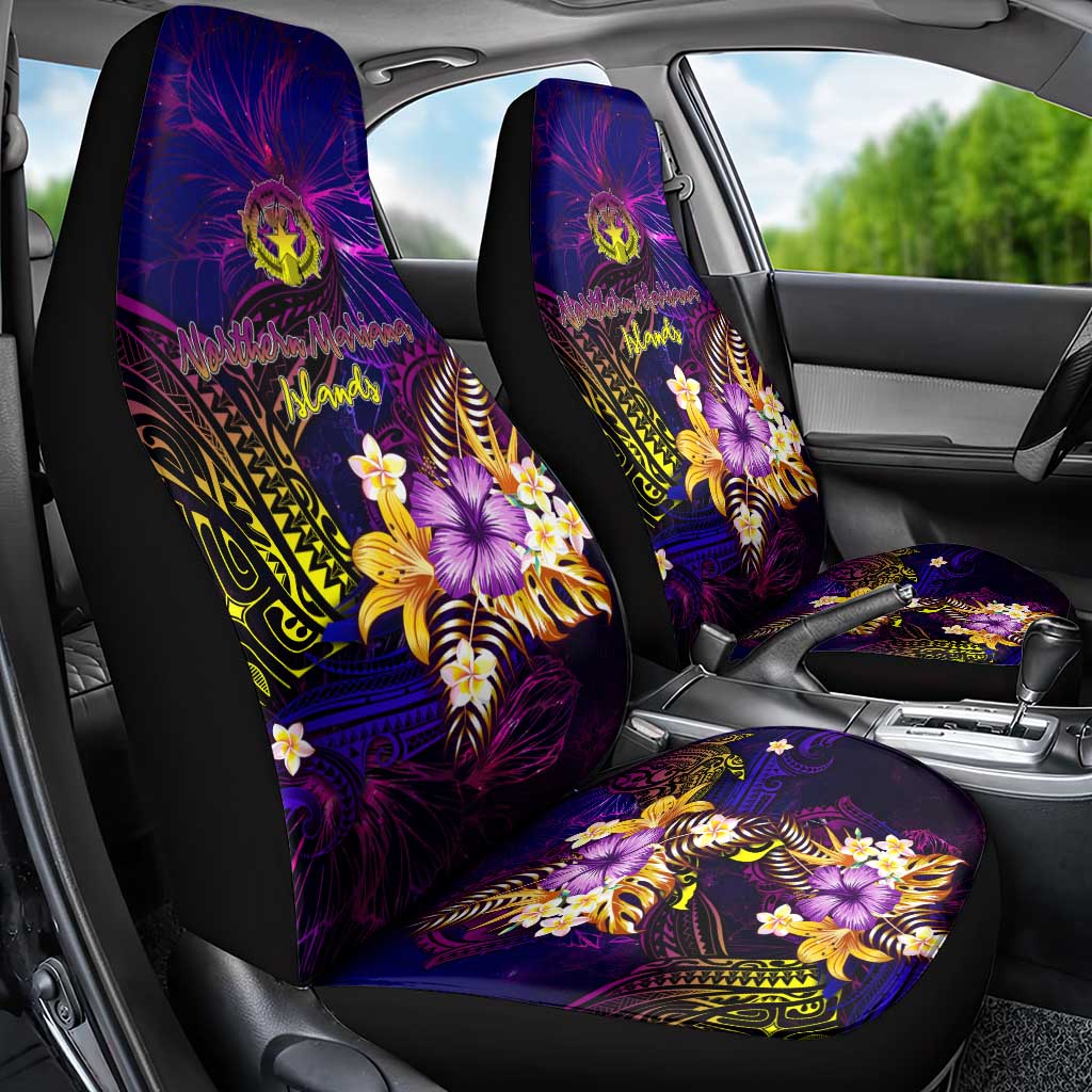 Northern Mariana Islands Car Seat Cover Whale Hibiscus Polynesian