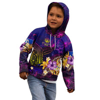 Northern Mariana Islands Kid Hoodie Whale Hibiscus Polynesian