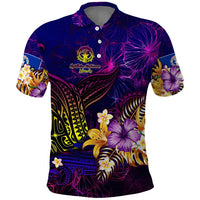 Northern Mariana Islands Polo Shirt Whale Hibiscus Polynesian