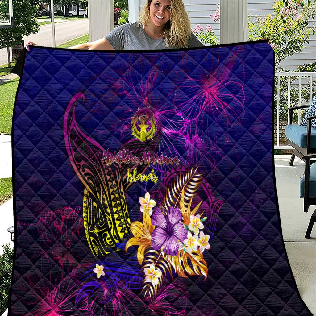 Northern Mariana Islands Quilt Whale Hibiscus Polynesian
