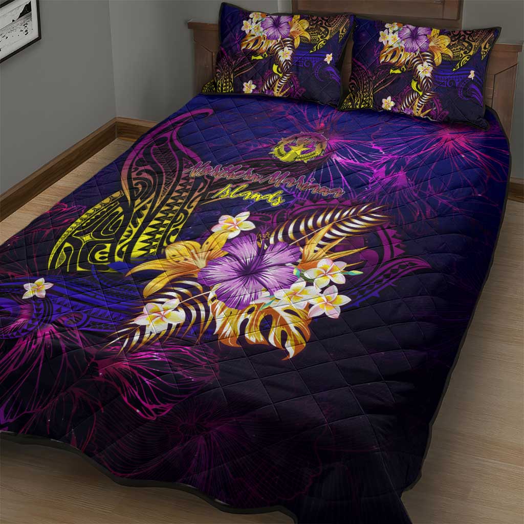 Northern Mariana Islands Quilt Bed Set Whale Hibiscus Polynesian