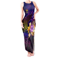 Northern Mariana Islands Tank Maxi Dress Whale Hibiscus Polynesian