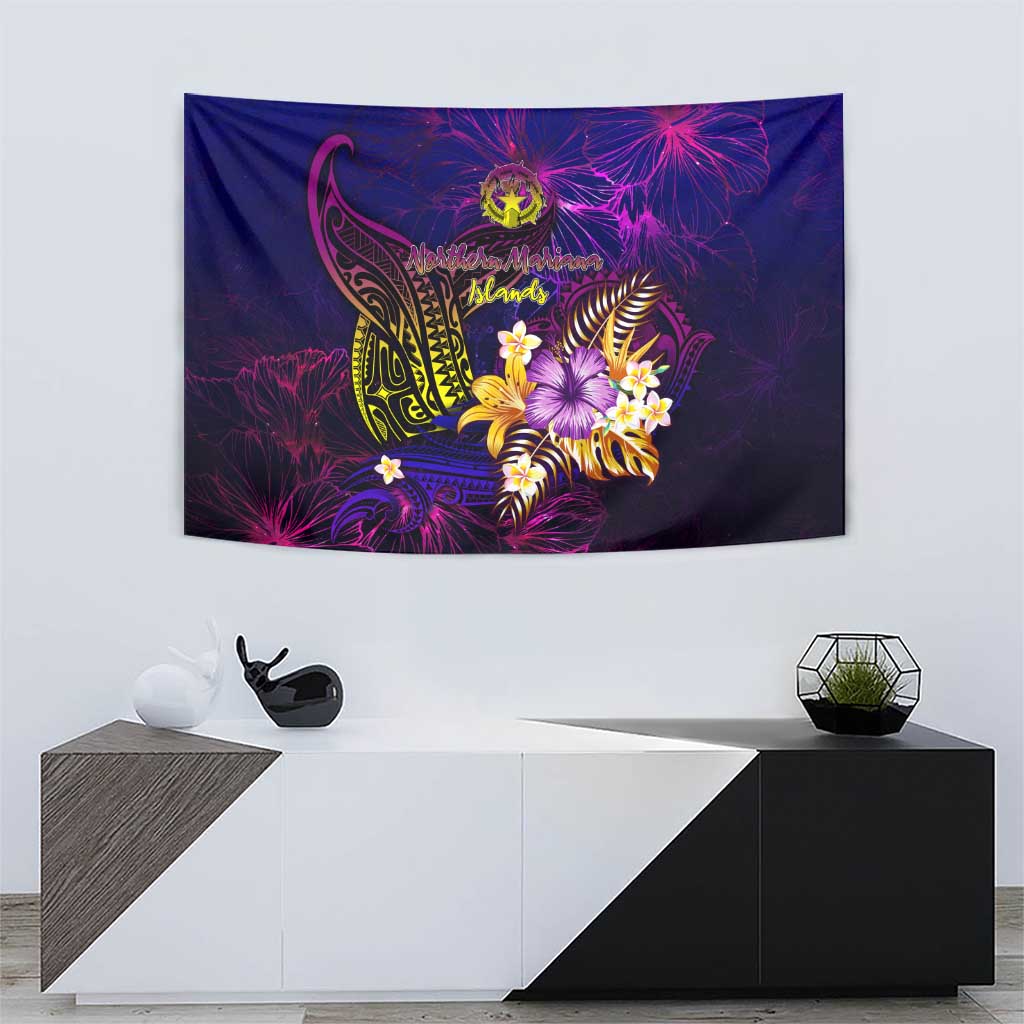 Northern Mariana Islands Tapestry Whale Hibiscus Polynesian