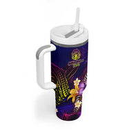 Northern Mariana Islands Tumbler With Handle Whale Hibiscus Polynesian