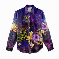 Northern Mariana Islands Women Casual Shirt Whale Hibiscus Polynesian