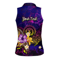 Northern Mariana Islands Women Sleeveless Polo Shirt Whale Hibiscus Polynesian