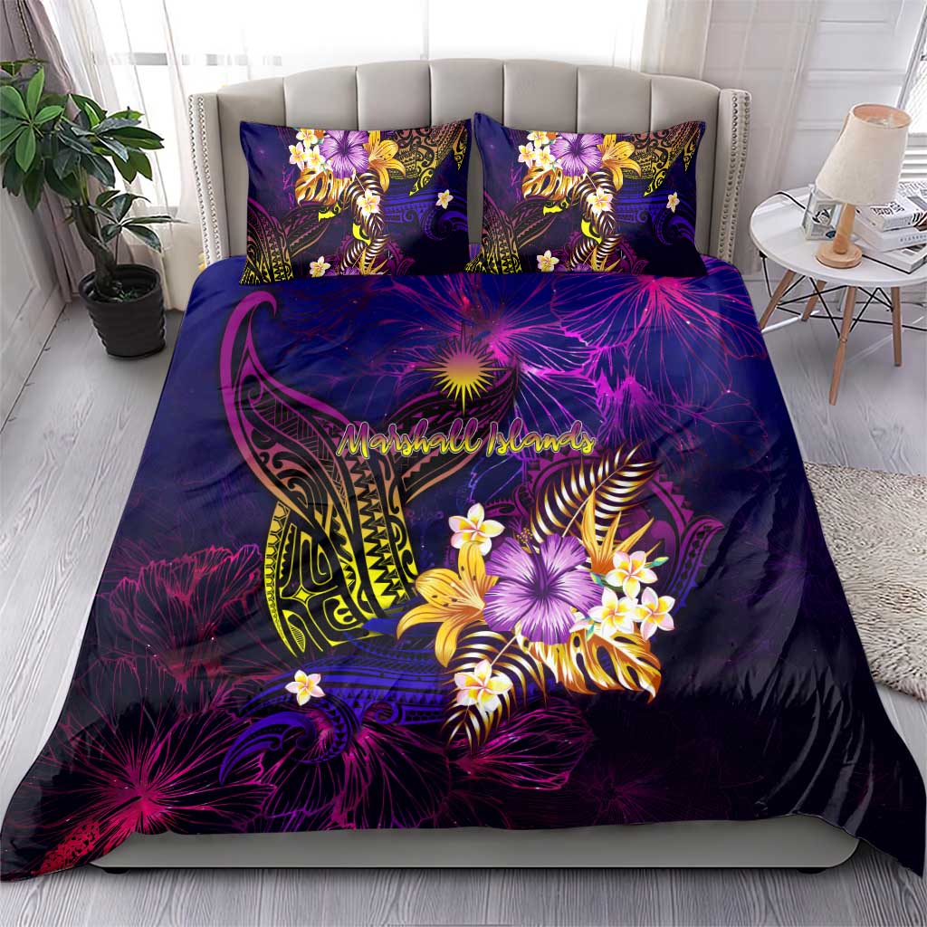 Marshall Islands Bedding Set Whale Hibiscus Polynesian