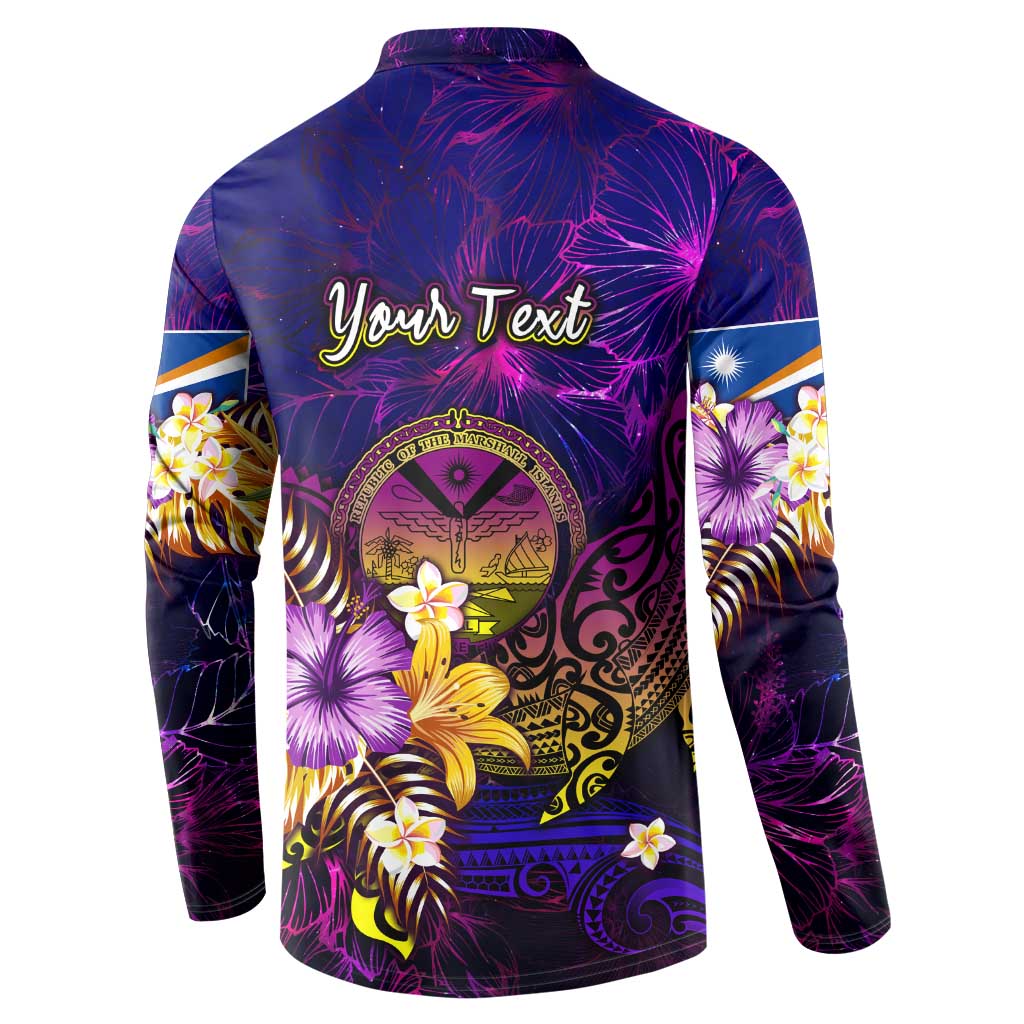 Marshall Islands Button Sweatshirt Whale Hibiscus Polynesian